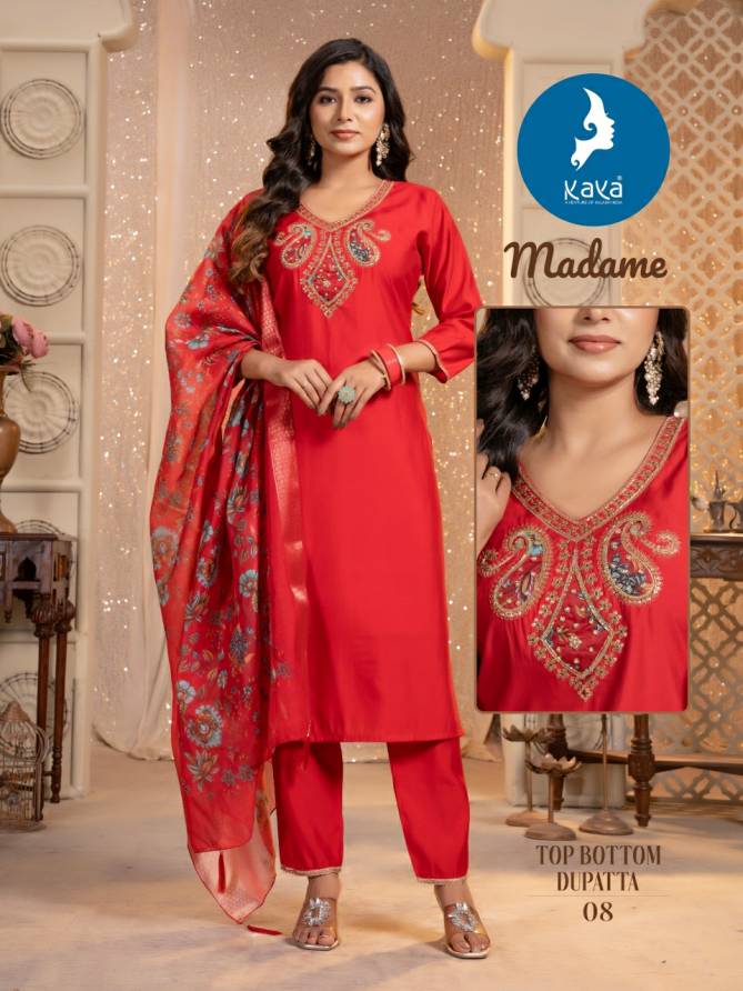 Madame By Kaya Roman Silk Designer Kurti With Bottom Dupatta Wholesale Price In Surat